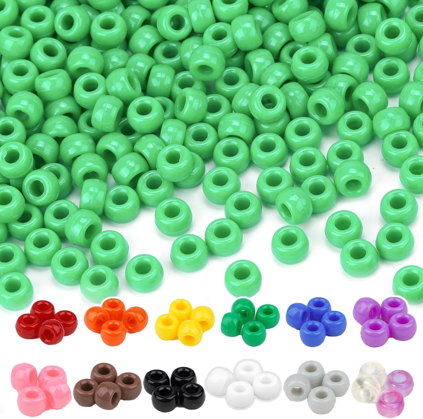 Dowsabel Brown Pony Beads Bulk 1000 Pcs 6x9mm, Large Hole Kandi Hair Beads for Braids Bracelets, DIY Friendship Bracelets Necklaces Jewelry Making Crafts and Gifts