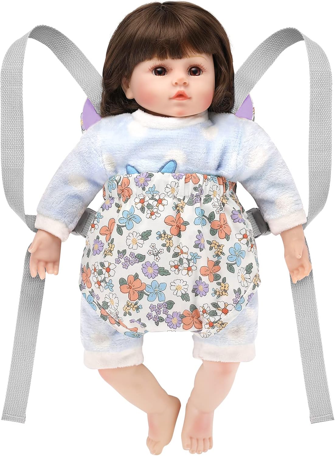 GAGAKU Baby Doll Carrier for Little Girls, Reborn Doll Accessories for Toddlers 3+ Years Old, Kids Toy Baby Dolls Sling Carrier - Pink - Moonflower