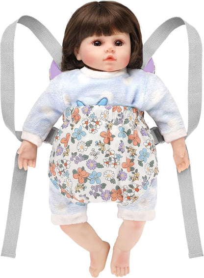 GAGAKU Baby Doll Carrier for Little Girls, Reborn Doll Accessories for Toddlers 3+ Years Old, Kids Toy Baby Dolls Sling Carrier - Pink - Moonflower