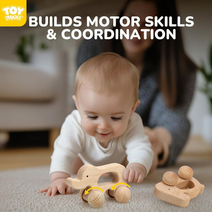 TOY Life Wooden Toys Cars, Montessori Baby Toys 6-12 Months, Wooden Baby Toys Rattle Cars for Toddlers 1-3, Baby Boy Girl Nursery Decor, Montessori Toys for 1 Year Old Boy First Birthday Gift