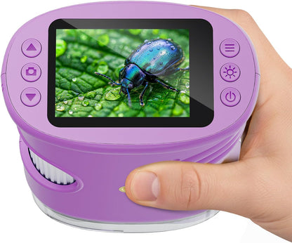 Temodu Kids Microscope 2.0" Screen 1000X Digital Microscope for Kids, Mini Pocket Handheld Microscopes for Children Birthday Festival Gift, Science Education Fun Toys for Boys Girls Ages 4-12 (Blue)