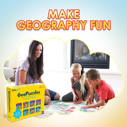 GeoToys GeoPuzzle, World Jigsaw Puzzles, 68 Pc Geography Game & Map Puzzle, Educational Games & Kids Learning Activities, Puzzle Gifts for Children Ages 6-9, Fun Learning Toys for Kids