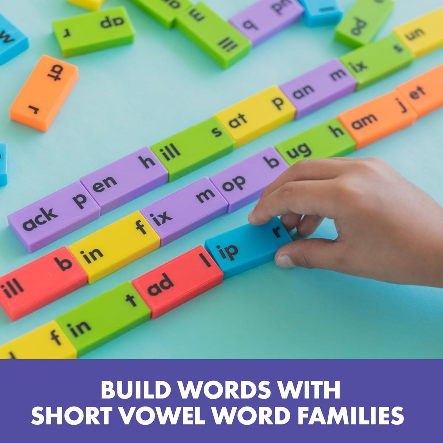 Educational Insights Phonics Dominoes – Long Vowels - Manipulative for Classroom & Home, Set of 84 Dominoes in 6 Colors, Ages 6+