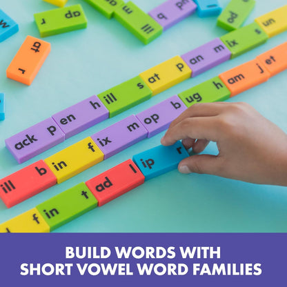 Educational Insights Phonics Dominoes – Long Vowels - Manipulative for Classroom & Home, Set of 84 Dominoes in 6 Colors, Ages 6+