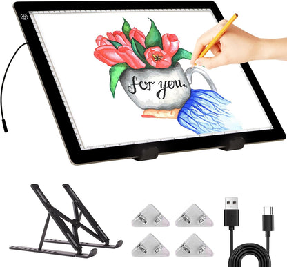 A3 Light Pad for Diamond Painting - Tracing Light Box with Stand, Stepless Dimmable 3 Levels Brightness Light Board, Ultra-Thin LED Light Pad for Weeding Vinyl, Drawing, Diamond Painting, Sketching
