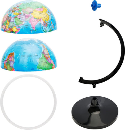 Exerz 8" World Globe - Political Map Educational- Self Assembled School Globe