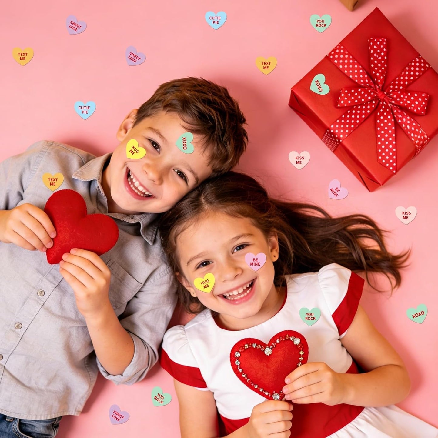 JULMELON 672 PCS Valentines Day Heart Stickers for Kids Conversation Heart Stickers Removable Labels Cards for Candy Envelopes Gifts Classroom Valentine’s Day Party Decorations