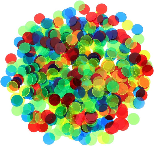 Totority 500Pcs Plastic Bingo Chips 0.59In Colored Markers for Bingo Game Classroom Counting Math Learning Party Games and Family Fun