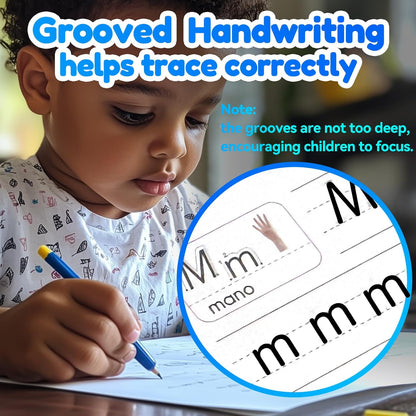 4 Magic Tracing Practice Books – Grooved Handwriting Arabic Copybooks for Kids, Reusable Writing Practice Workbooks Without Tears, Disappearing Ink for Toddlers Preschool Learn (Arabic)