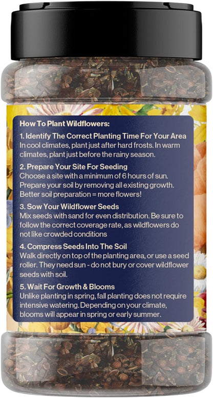 Mini Wildflower Seed Shaker - Save The Bees Seed Mix, by GevaGrow | 80,000+ Seeds | Pollinator & Bee Attracting Flower Seeds Bulk for Planting in Pots & Outdoor Gardens | 2 Ounce