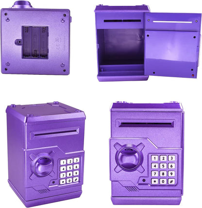Mini ATM Piggy Bank ATM Machine Best Gift for Kids,Electronic Code Piggy Bank Money Counter Safe Box Coin Bank for Boys Girls Password Lock Case (Rose Gold)