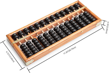 Black long Di fang Digital Standard Abacus-28.5cm-Professional 13-Column Soroban Calculator (Functional and Educational Tool) Vintage-Style Chinese Wooden Abacus.