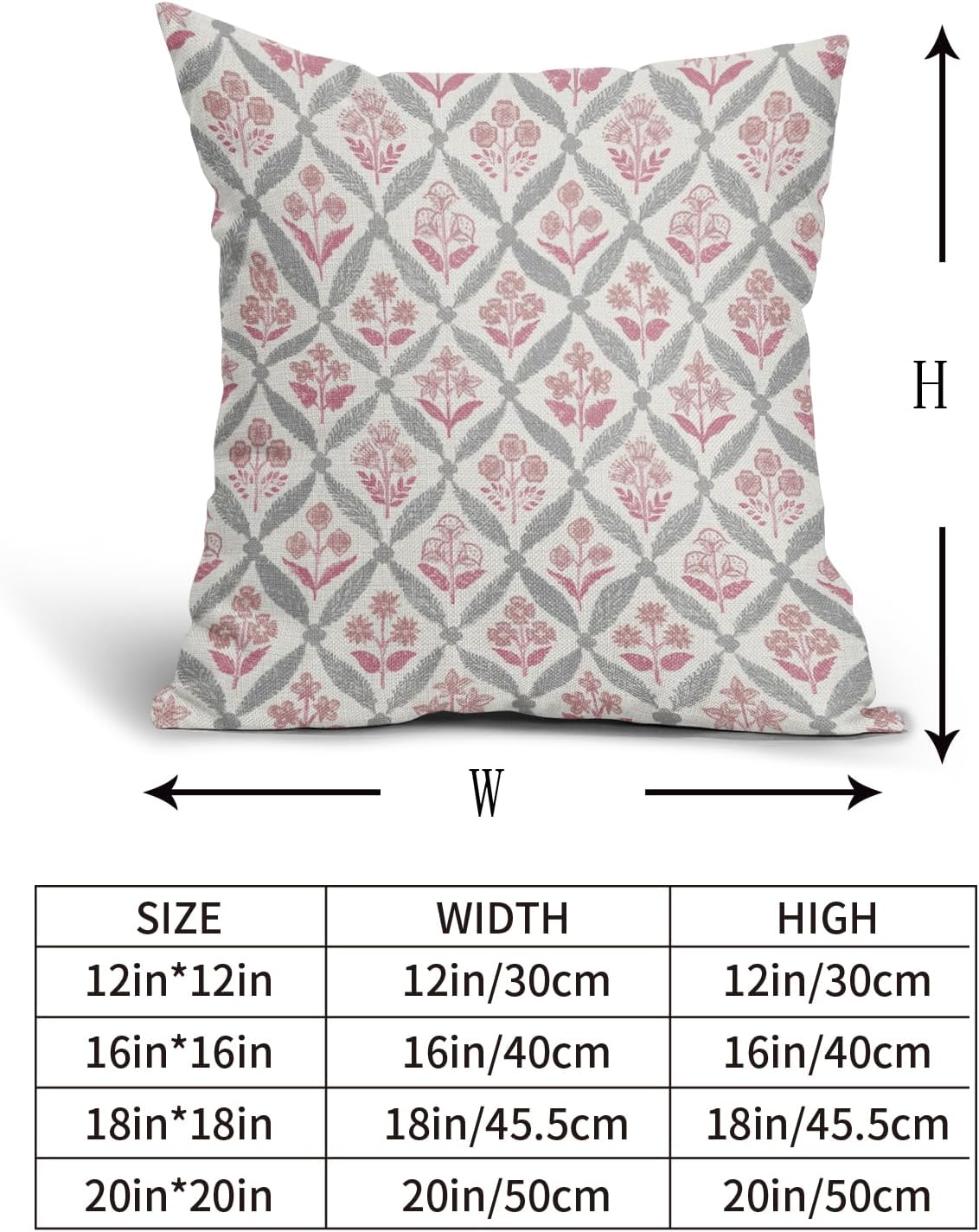 Blue Green Floral Block Print Pillow Covers 12X20 Set of 2, Flower Pattern Spring Summer Print Decorative Throw Pillow Covers Outdoor Farmhouse Seasonal Cushion Case Couch Sofa Bed Decor