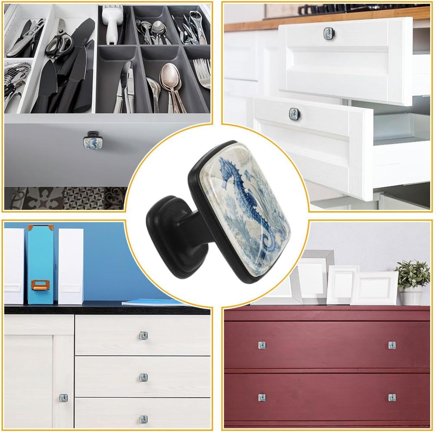 4 Pack Cabinet Knobs Drawer Pulls, 30mm Round ABS Glass Drawer Hardware Growing Purple Butterflies Cabinet Handles with Screws for Dressers Kitchens Cupboard