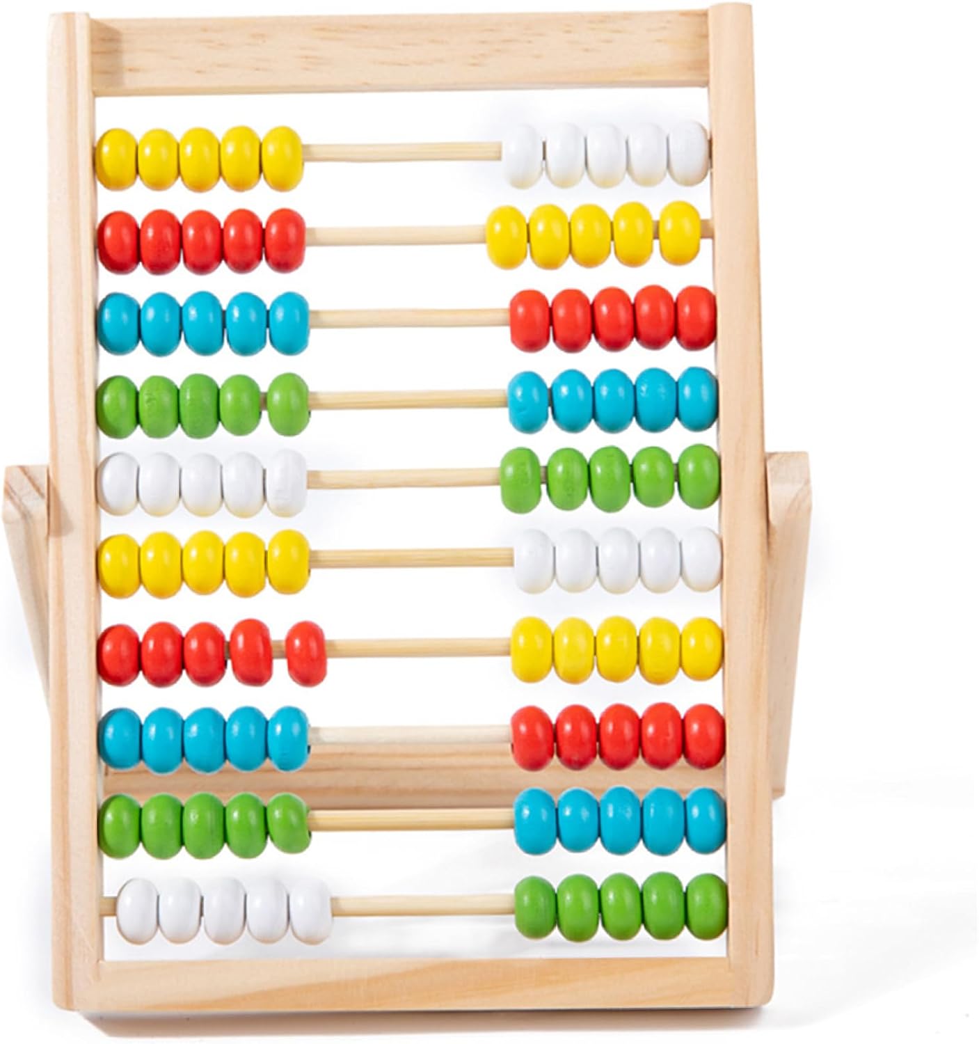Abacus for Kids Math with Multi-Color Beads, 10-Row Wooden Abacus for Toddlers 3-5, Counting Blocks, Preschool Math Learning Tools for Kids 6-8