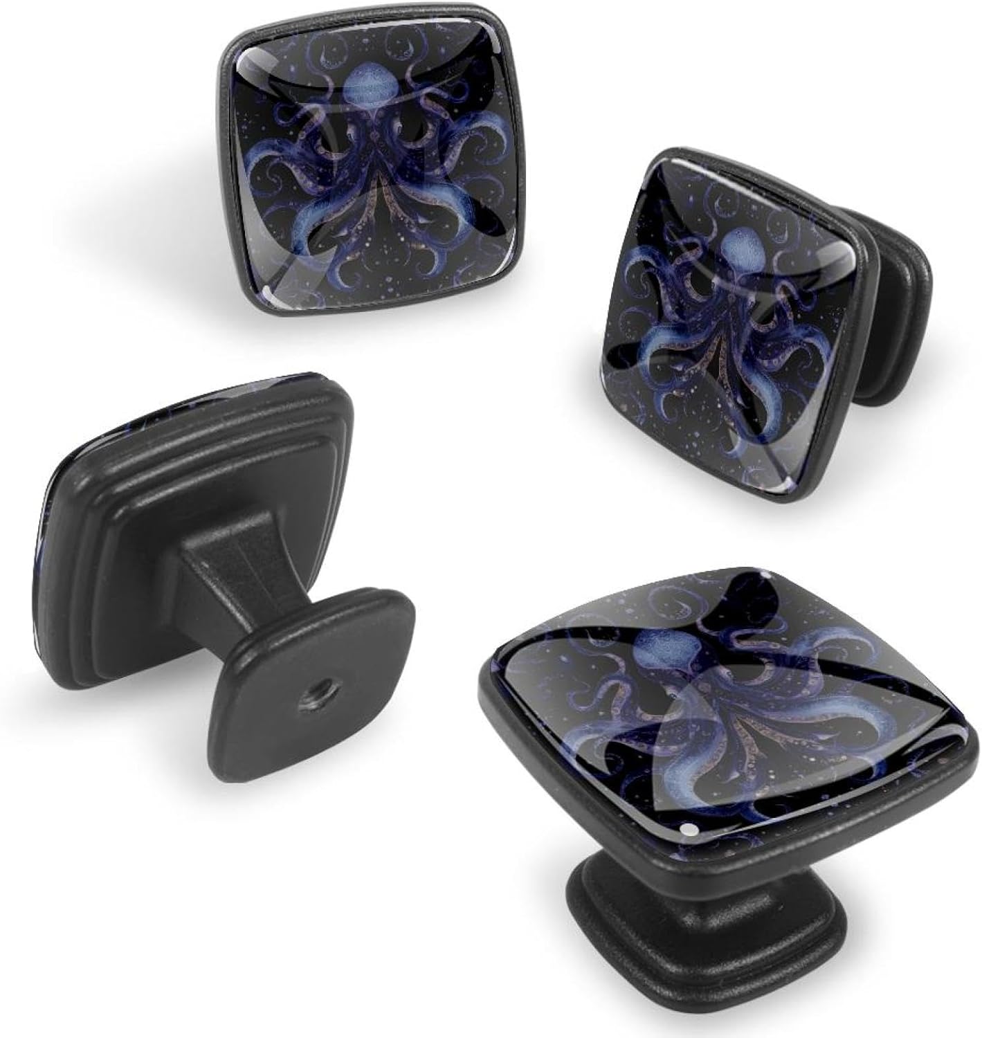 4 Pack Cabinet Knobs Drawer Pulls, 30mm Round ABS Glass Drawer Hardware Growing Butterfly Cabinet Handles with Screws for Dressers Kitchens Cupboard