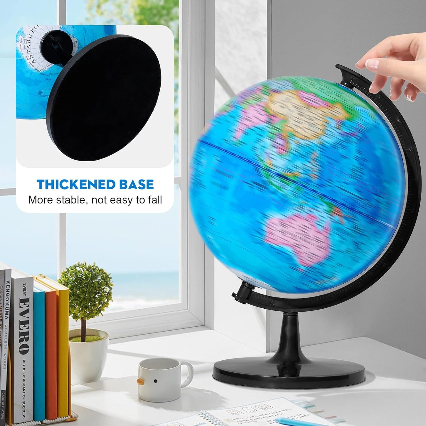 Classroom Globes Elementary, 13in Large Globe More Detailed with Countries & Capitals & State Capitals, Political Teaching Tool for Adults & Children - No Assembly Required