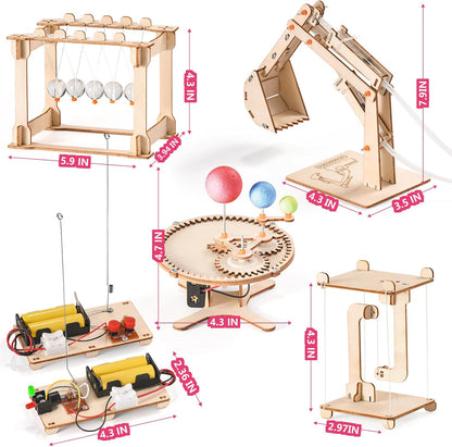 STEM Science Kits for Kids Ages 8-12 8-10, Wood Building Crafts Kits for Boys, STEM Toys for Ages 8-13 9 10 11 Year Old Gifts, Kids Science Engineering Experiment Projects, 3D Wooden Puzzles 10-12