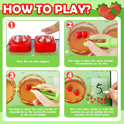 Kasfalci Math Board Games for Kids with Dice Poppers,Math Manipulatives,Dice Games,Addition Subtraction Games,Math Counters,Counting Toys,Fine Motor Toys,Kindergarten Classroom Homeschool Supplies