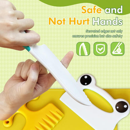 Chanking 13 Pieces Kids Safe Knife Set for Real Cooking Child-Friendly Plastic Chef Tools Montessori Kitchen Toys for Toddlers Birthday Gifts for Boys and Girls Ages 4+ (A)