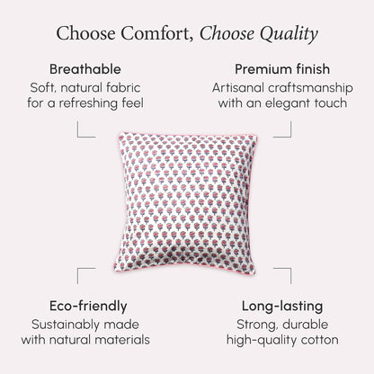 CPC 100% Cotton Throw Pillow Covers 18x18 Inch, Set of 2 Green Block Print Pattern Couch Pillow, Cute Boho Decorative Pillows for Living Room, Bedroom with Hidden Zipper- Agate Green