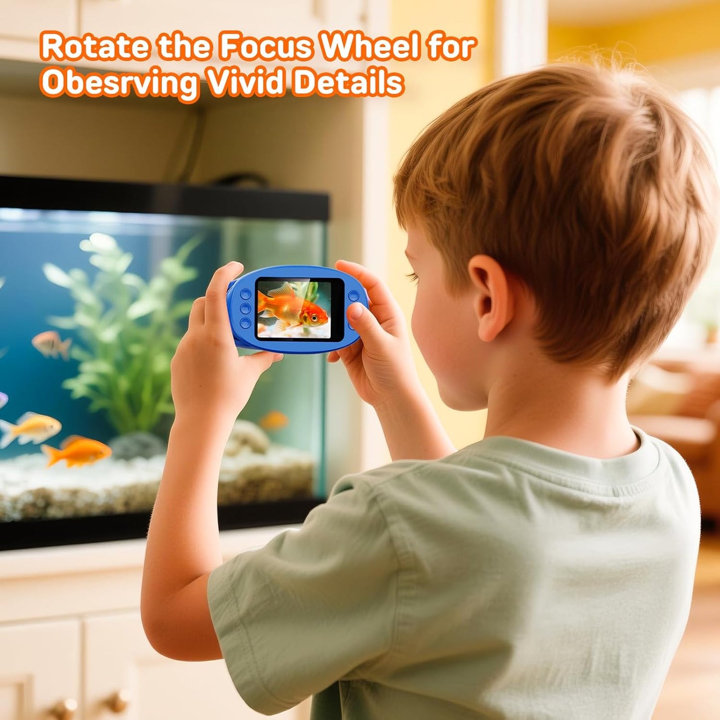 1000X Digital Handheld Microscope for Kids with 2.0" IPS Screen, Outdoor Toys Portable STEM Science Lab Gifts, Rechargeable Pocket Microscope Educational Toy for Boys & Girls Age 4-6 8-12, Orange