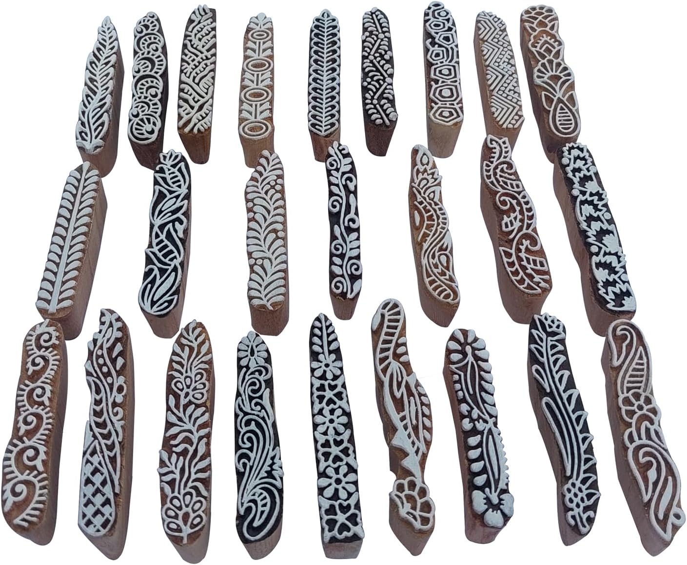 Royal Kraft Assorted Wooden Block Printing Stamps (Set of 10) Bulk01_10