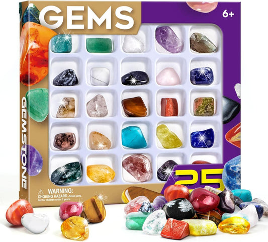 Gamerside Rocks for Kids - 48 Real Rocks, Gemstones & Crystals Collection – Educational Science Kit, Great Rock Collections STEM Gift for Boys & Girls Ages 6-12