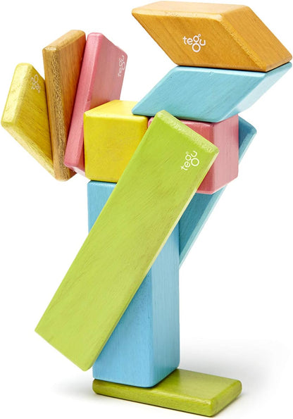 14 Piece Tegu Magnetic Wooden Block Set, Blues