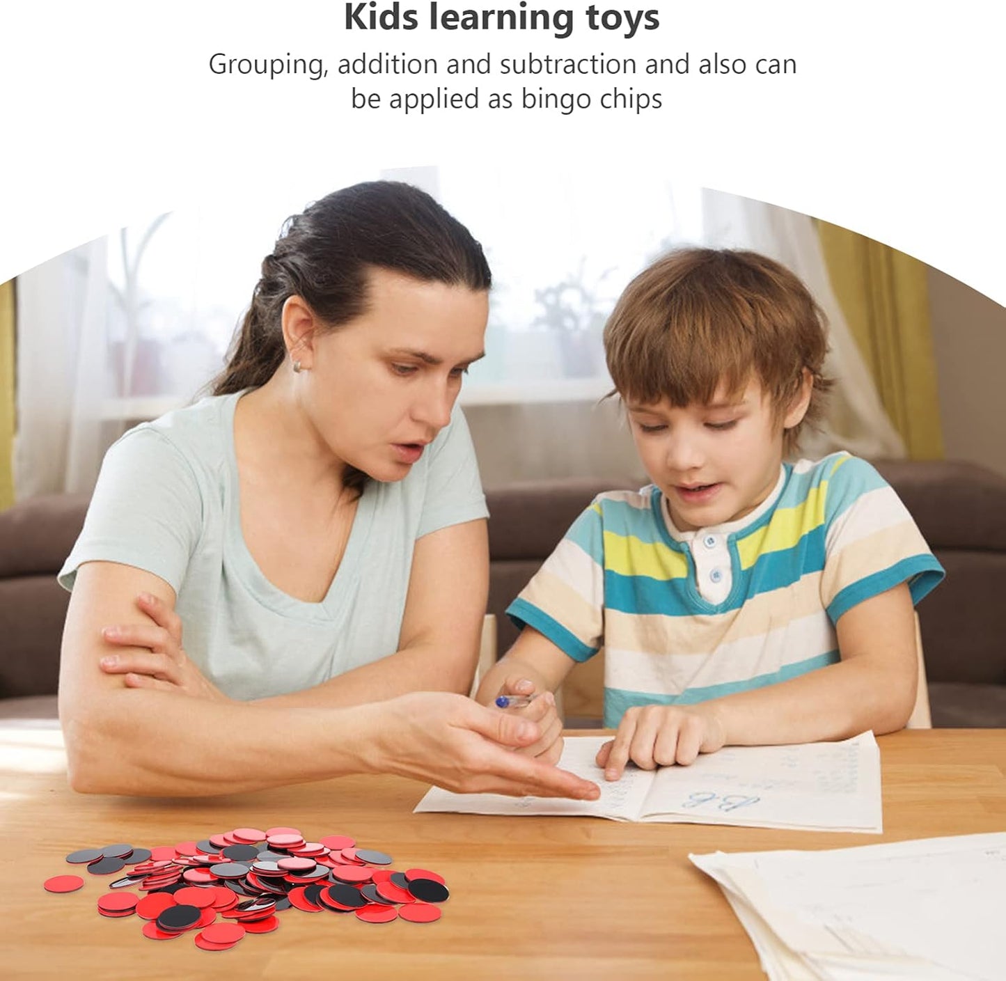 Kisangel 100Pcs Plastic Counting Chips Round Bingo Tokens for Kids Learning Math Addition Subtraction Educational Game Accessories with Bright Colors and Waterproof Feature