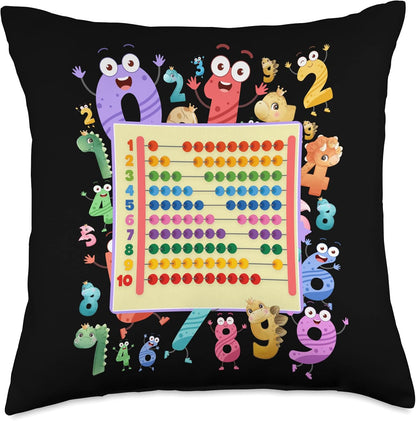 Dinosaur Numbers Idea For Kids & Teachers Maths Abacus Throw Pillow