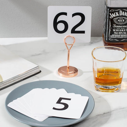 Toncoo 50Pcs Table Numbers 1-50, 3.7x4 Inch Plastic Table Numbers, Double Sided Table Number Cards - for Wedding Reception Restaurant Table Numbers Place Cards, White