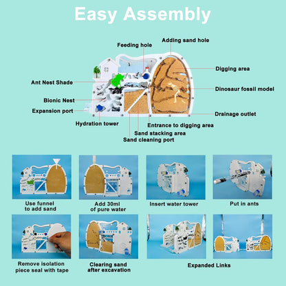 EXBEPE Large Sand Ant Farm Castle,Ant Habitat with Dinosaur Digging to Study Ant Colony Ecosystem Behavior,Science Educational Gift for Kids