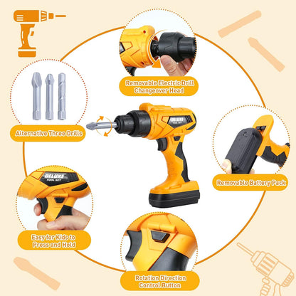 Kids Tool Set – Zealous 48 pcs Toddler Tool Set with Tool Box & Electronic Toy Drill, Pretend Play Kids Toys, Toy Construction Tools for Kids Ages 3,4,5,6,7,8 Years Old (A-Orange)
