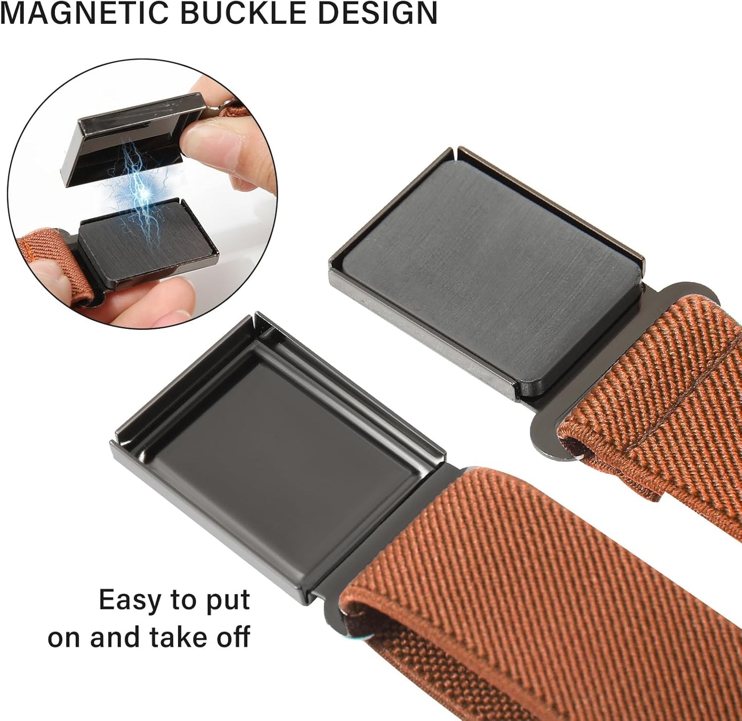 AWAYTR 3 PCS Kids Adjustable Magnetic Belts - Easy to Use Magnetic Buckle Belt for Boys and Girls