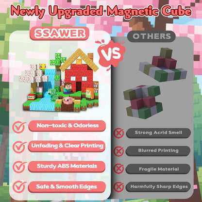 Magnetic Blocks Toys for Kids, 100 PCS Building Blocks Cubes, Stacking Magnetic Tiles Toys for Kids Toddlers Boys Girls Ages 3 4 5 6 7 8-12 Birthday Gifts Party Supplies (Underworld)