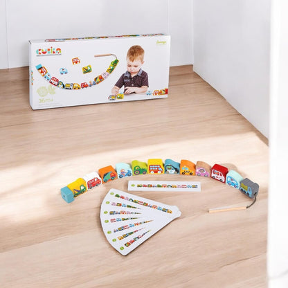 CUBIKA Wooden Flyring Cars Lacing Toy – Montessori Lacing Toy for Kids Ages 3+ – Wooden Lacing Cards with Threading String – Fine Motor Toy – FSC-Certified Wood, Travel Toy for Toddlers