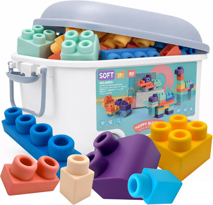 Soft Building Blocks for Toddlers, Large Building Blocks Stacking Blocks for Babies 6 Months and Up Stem Toddler Gifts, Teething Toys, 40 PCS