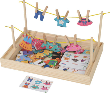 Montessori Practical Life Clothes Hanging Job Rope Strings Hanging Clothes with Clothespins Airing Clothes Montessori Classroom Clothes Hanging Dress-Up Game for 2-6 Years Old Toy Educational Gift
