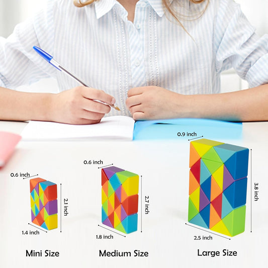 Ganowo Medium Snake Cube, 4 Pack Twist Puzzle Stress Relief Sensory Toys Stocking Stuffers Bulk Supplies Goodie Bags Fillers Fidget Toys for Anxiety Teens Kids