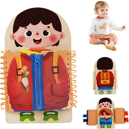 Learn to Dress Boards, Educational Shoe Tying Practice for Kids Learn to Button, Buckle, Zip, Snap, Multilayered Montessori Toys for Preschool Toddler 3-8 Years Old, Girl
