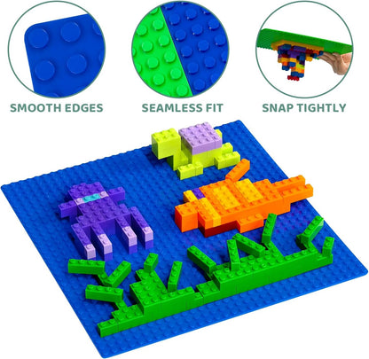 Pairez Toys 8-Pack Classic Baseplates for Building Bricks (10" x 10") – Compatible with All Major Brands, Construction Toys for Kids Ages 4-8+, Black, White, Dark Gray, Light Gray