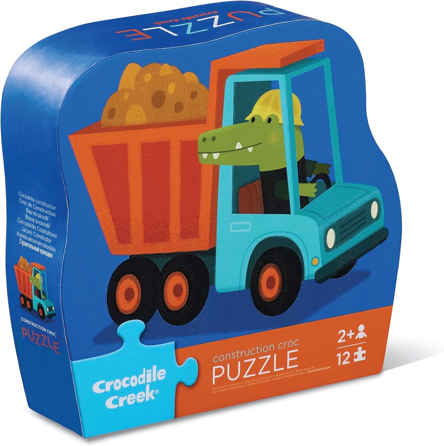 Crocodile Creek 12-Piece Mini Jigsaw Puzzle - Fun Floor Puzzles for Kids Ages 2-4 and Up - Heavy-Duty Shaped Box for Storage - Fire Truck - 12" x 9" Finished
