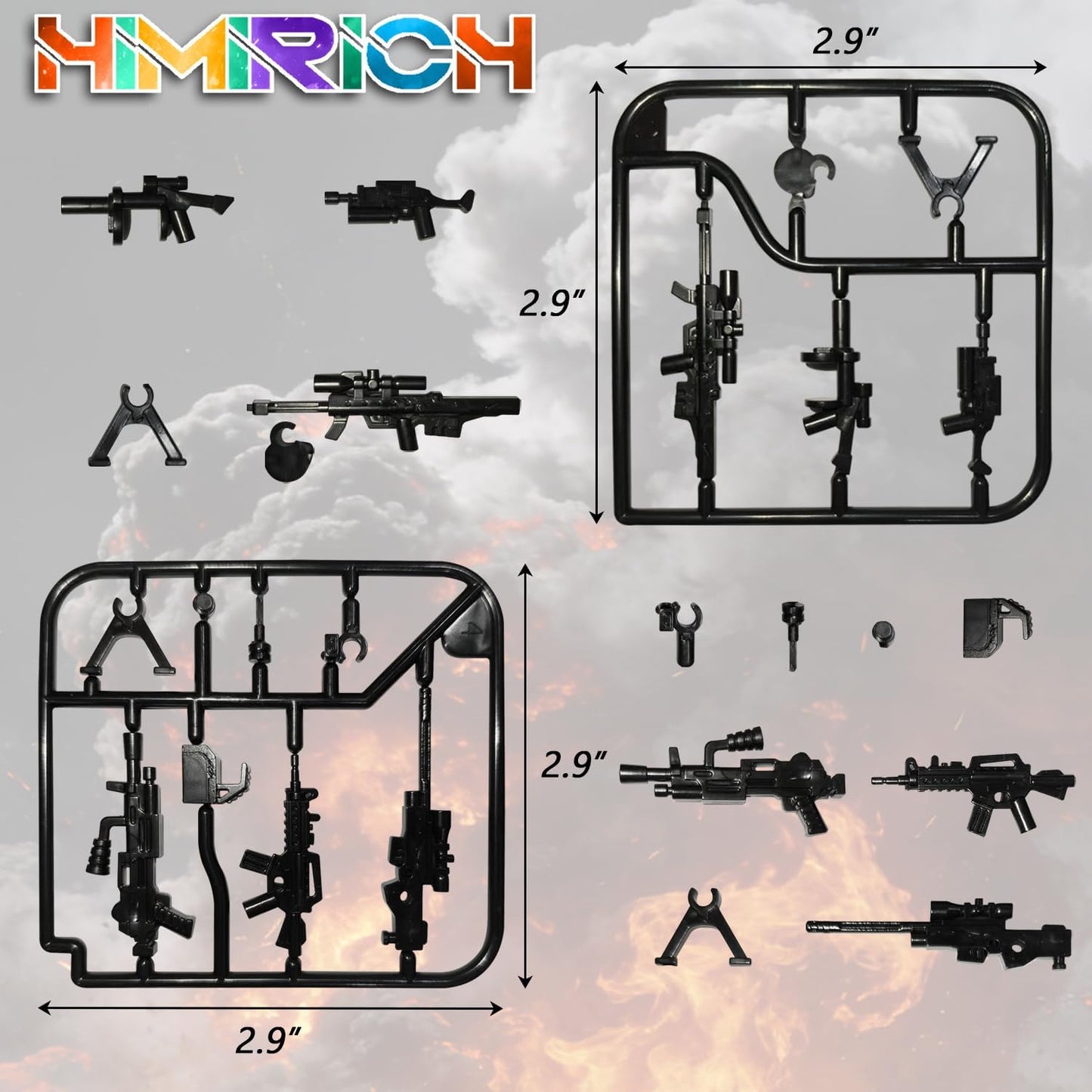 Weapons Pack Military Toy Set Building Blocks Model for Soldier Figures, Army Equipment Gear Kit Pieces and Parts Accessories Compatible with Major Brand