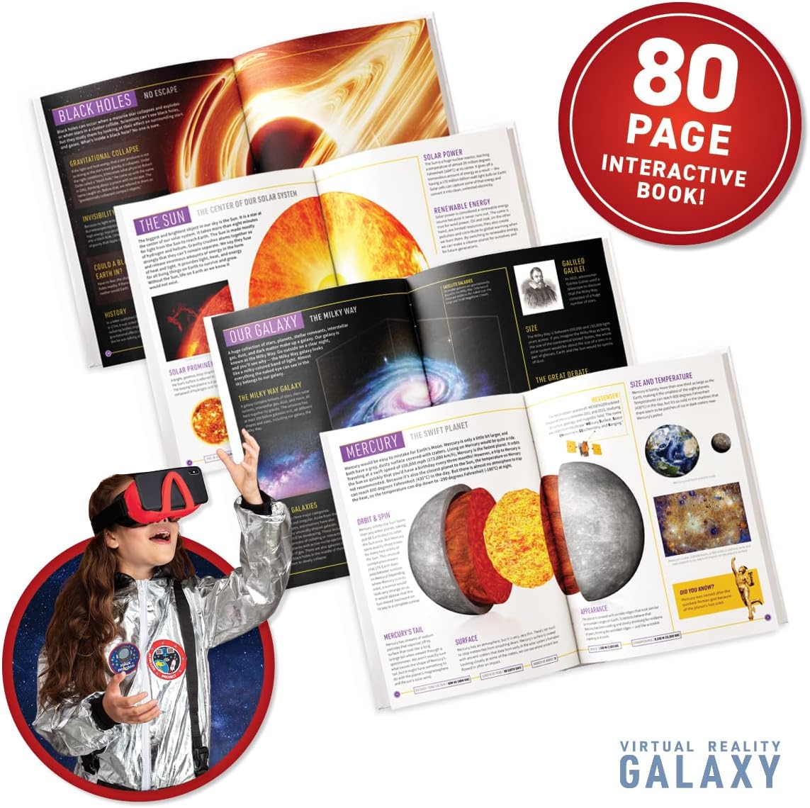 Abacus Brands Virtual Reality Galaxy Gift Box - Illustrated Interactive VR Book and STEM Learning Activity Set