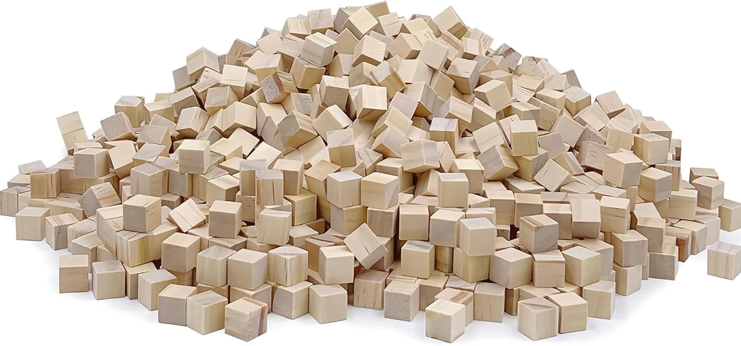 Wood Blocks for Crafts, Unfinished Wood Cubes, 2 Inch Natural Wooden Blocks, Pack of 8 Wood Square Blocks, Wooden Cubes for Arts and Crafts and DIY Projects