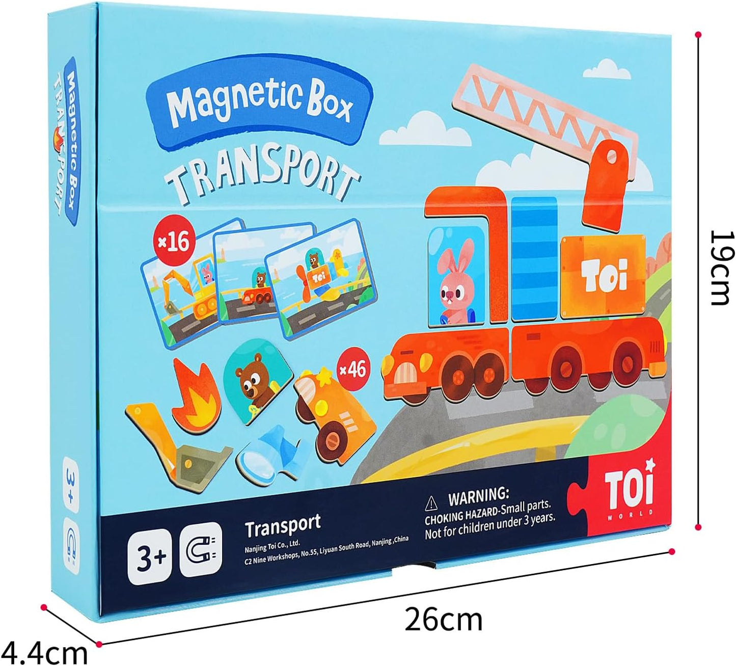 Toi Kids Magnet Toys Magnetic Jigsaw Puzzle Boxes with Game Board for Kids Ages 3-8, Portable Travel Game, Transport