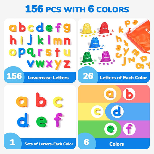 JoyCat Magnetic Letters, 312 Pieces Lowercase Alphabet Fridge Magnets, ABC Magnets for Toddlers Kids, Educational Learning Plastic Letters Set for Kindergarten Classroom