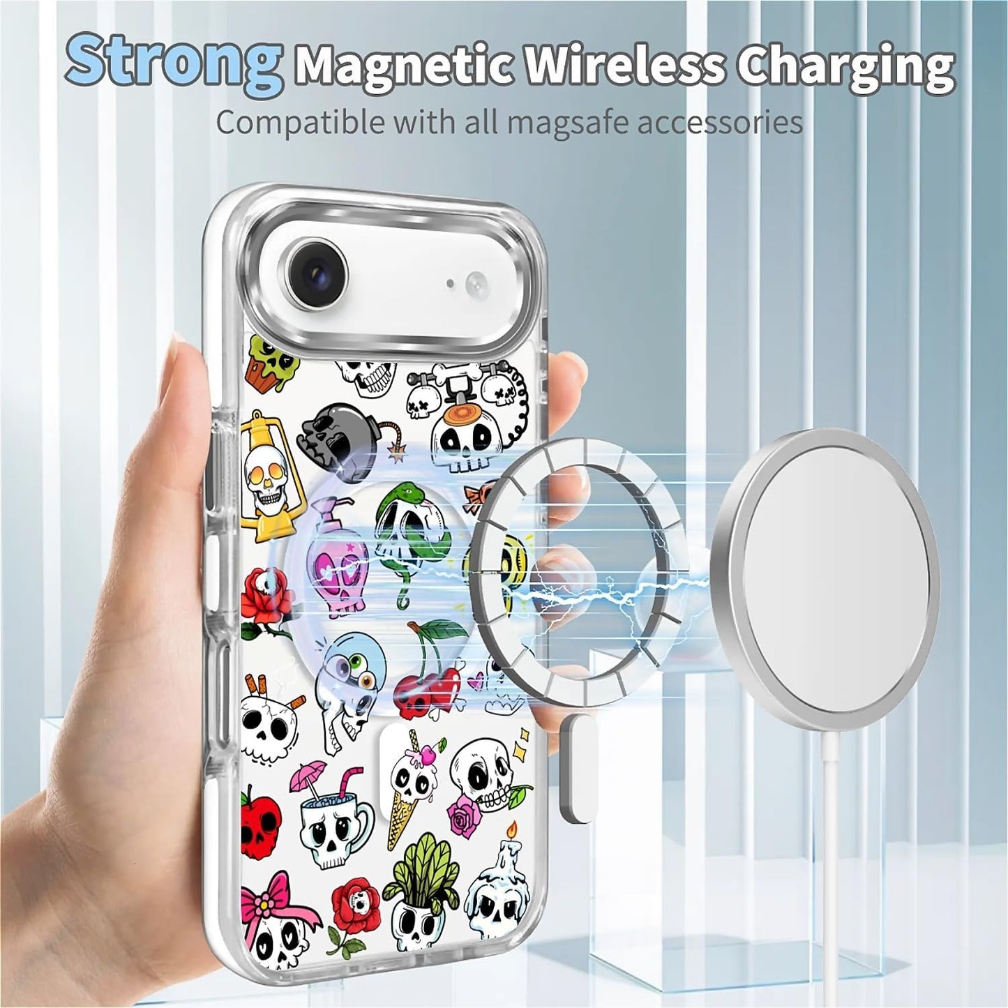 for iPhone 17 Pro Max Case [Compatible with Magsafe],Girls Women Clear Magnetic Case Silicone Shockproof Protective Cover with Pattern Colorful Motivational Letters