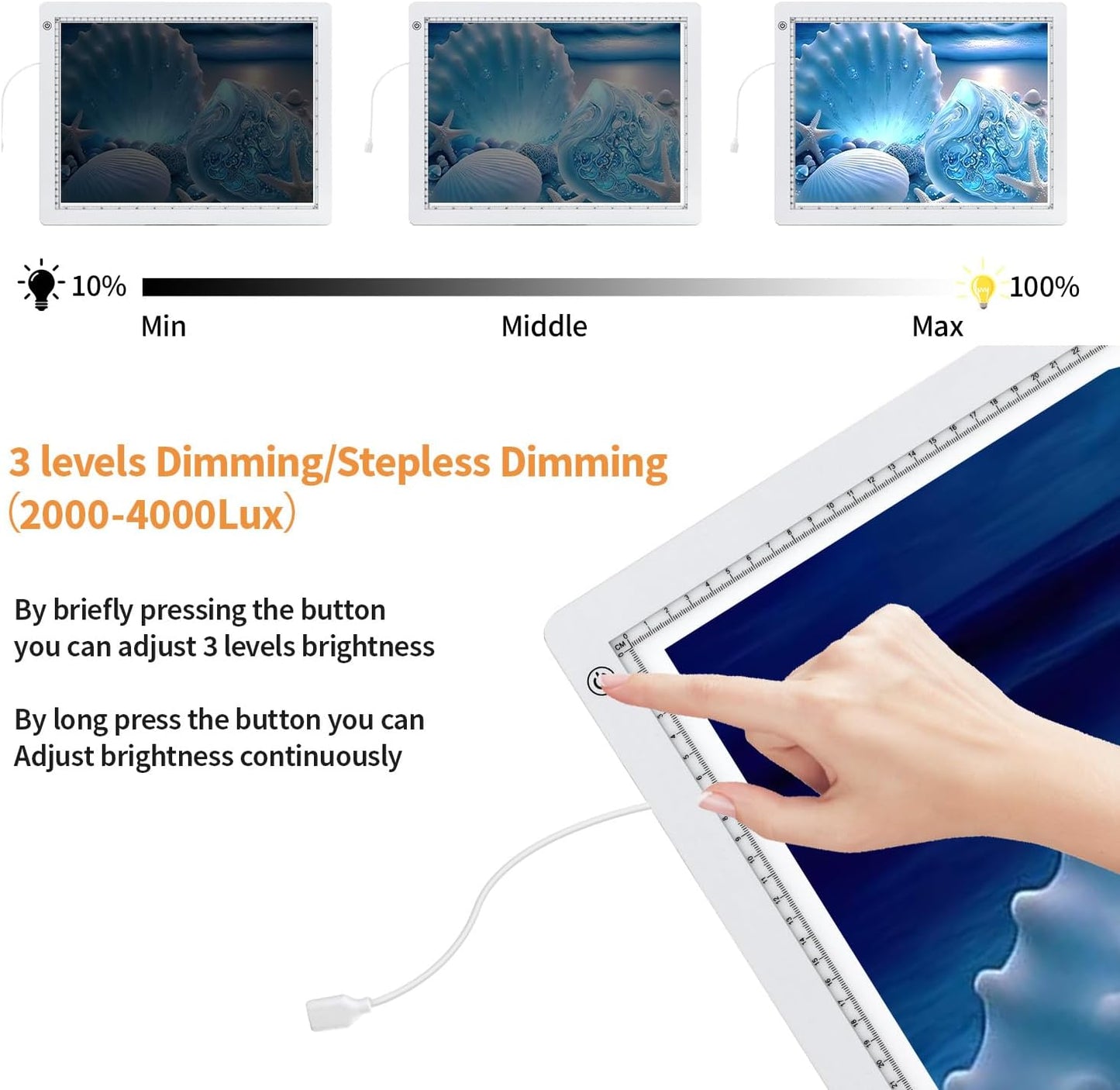 Zocelight A4 Light Pad for Diamond Art Kits for Adults,0.2" Ultra Thin Light Board with Stand and Clip for Diamond Painting Accessories,3 Levels Dimming Light Box for Drawing,Sketching,Animation